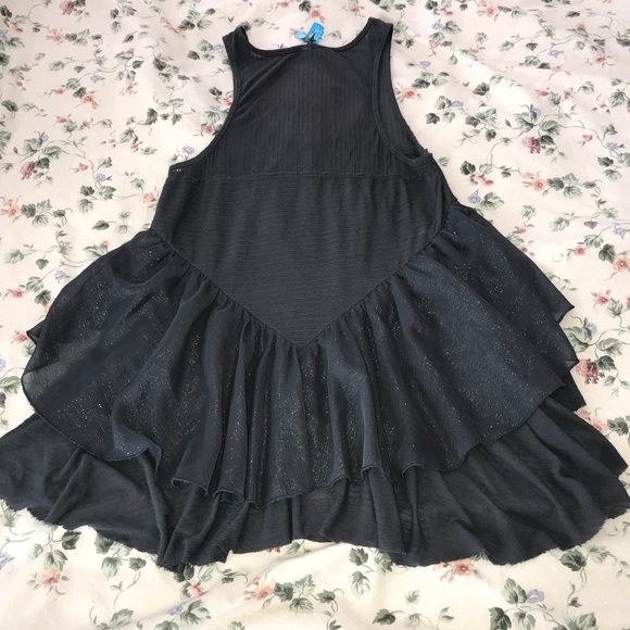 Free People GREY Peplum Tiered Shimmer Ruffle Top - Picture 6 of 8